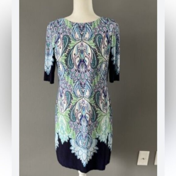 Introducing the Eliza J Paisley Shift Dressbrand new with tags size 4 - Picture 2 of 12